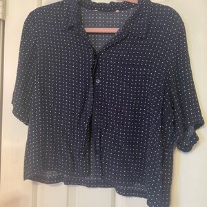 Navy Polka Dot Women's Top